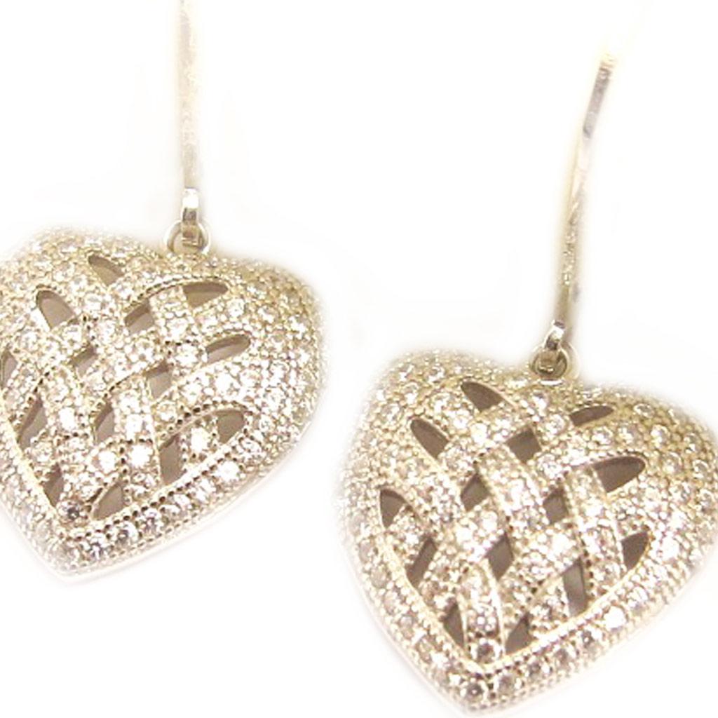 Les Trésors De Lily [L5034] - Dormeuses Argent 'Love' blanc argenté (rhodié) - 30x15 mm