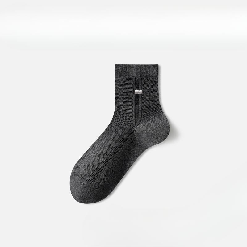 Herren Sommer Dünne Mesh Atmungsaktive und Kühle Bestickte Halbhohe Socken
