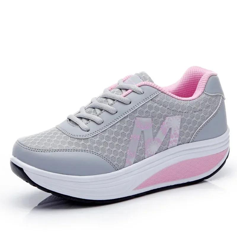 Breathable Women's Running Shoes with Wedge Platform Comfortable Mesh Sports Shoes for Outdoor Activities