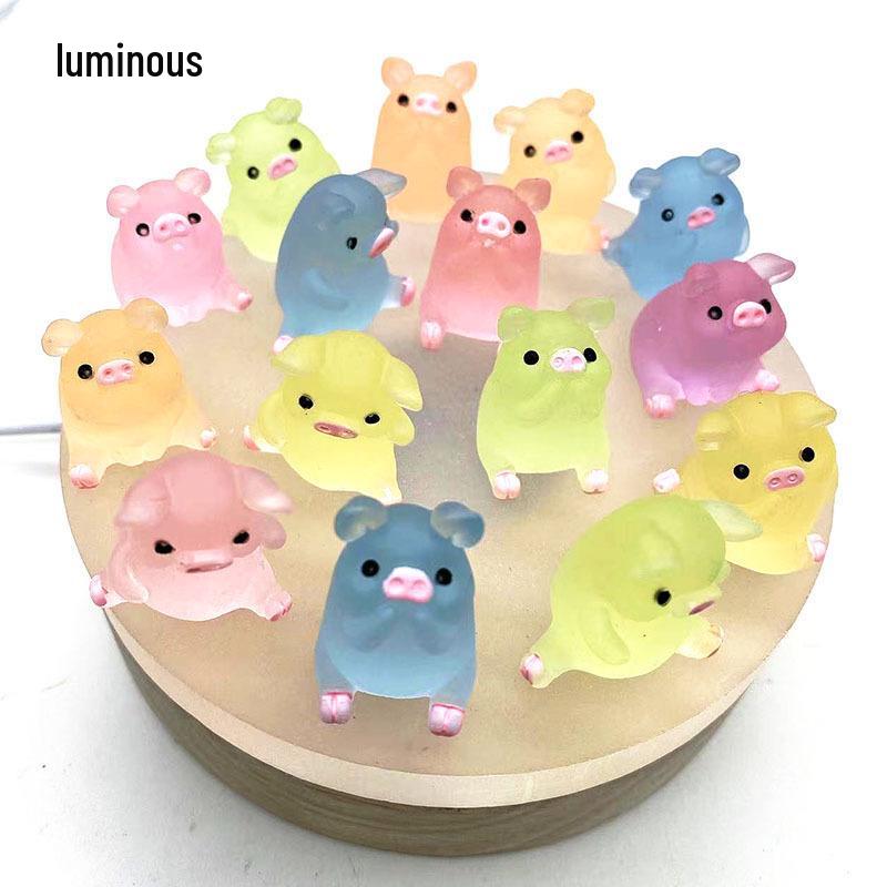 Colorful Luminous Pig Phone Case with DIY 3D Resin Ornament