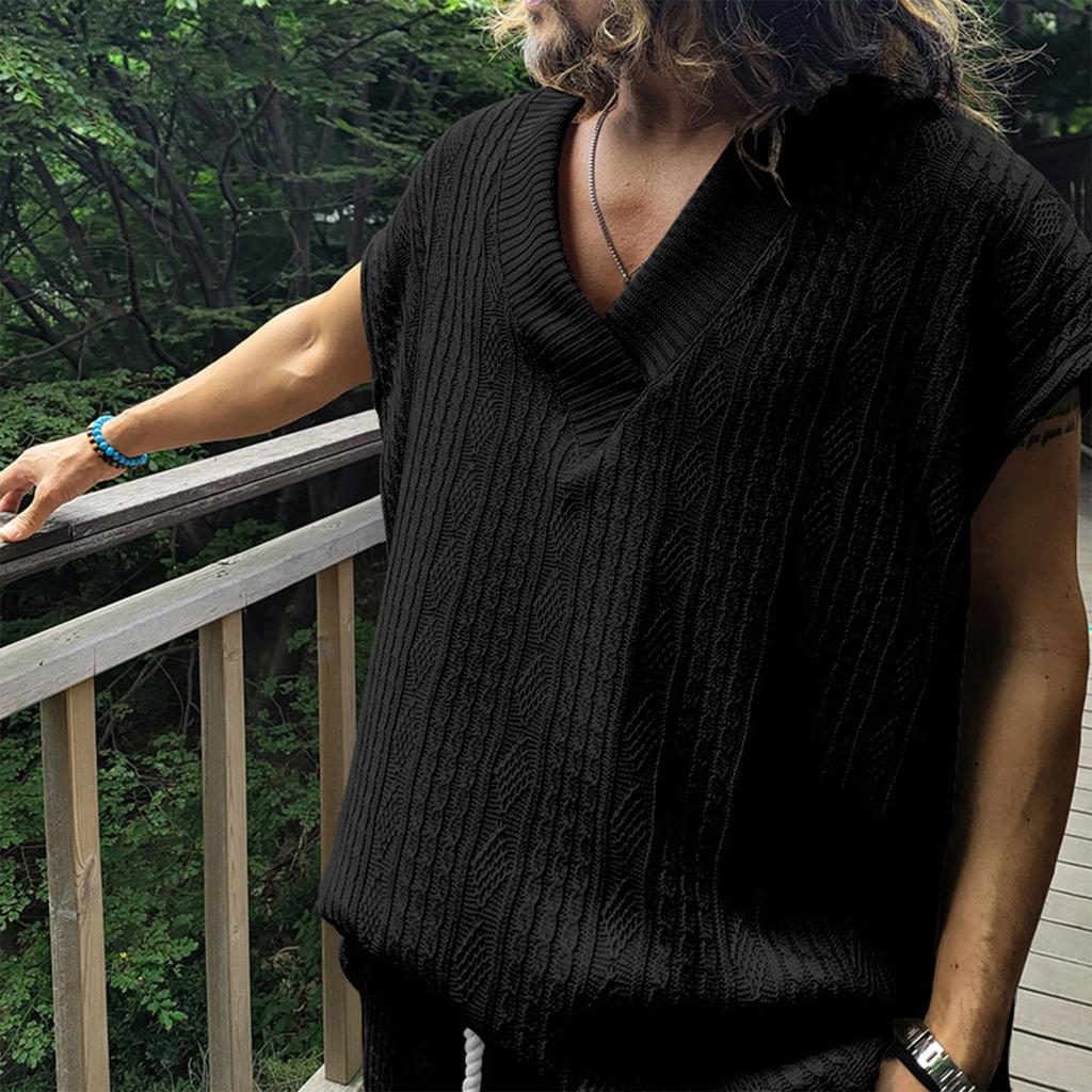 Men'S Loose Sleeveless Vest Large V-Neck Sports T-Shirt Top