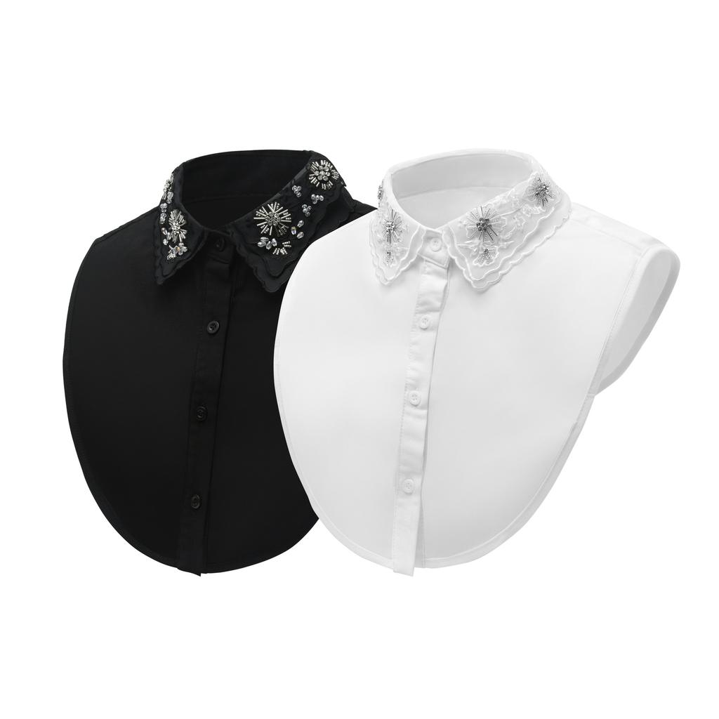 White Fake Collar Neckwear Tie Sweater Blouse Decoration for Womens Fashionable and Elegant Half Shirt Detachable Collar