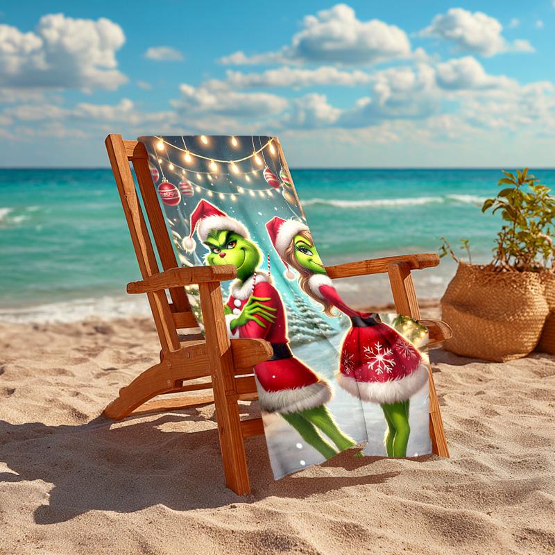 Christmas Gift Oscar Comedy Movie How the Grinch Stole Christmas Soft Beach Towel Outdoor Camping Vacation Swinging Beach Scarf Decorative Blanket B18