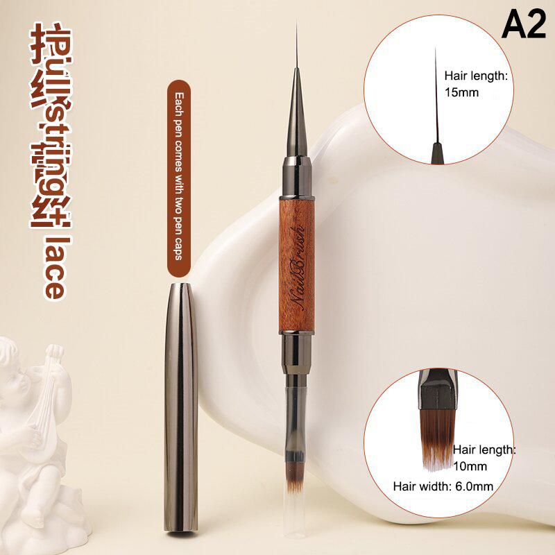 

Durable Sandalwood Pole Nail Art Brush Dual-Ended Professional Nail Liner Brush Nail Art Phototherapy Pen Nail Painting
