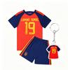 27 Spanien Heimgericht Nr. 19 Nationalmannschaft Fußballtrikot Kinder-Trikot Kinder-Erwachsenen-Set Größe mit exquisiten Accessoires