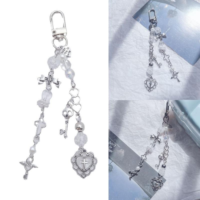 Bowknot Pendant Keychain Multicolor Pentagrams Crucifix Key Chain Fashionable Decoration for Phones Car Keys Bags