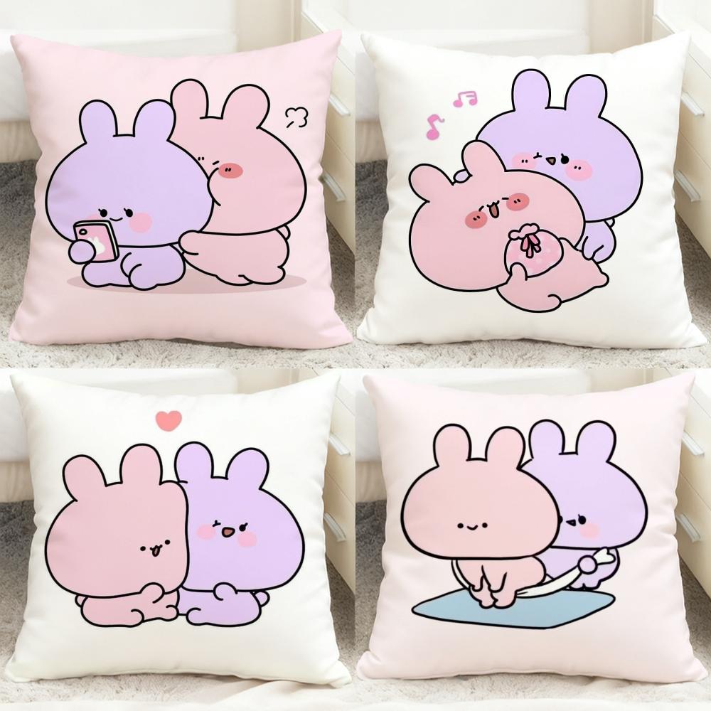 cute bunny AAsamimichan Cushion Cover Comfortable Reversible Pillow Cover Ideal for Car Sofa Bedroom Beyond