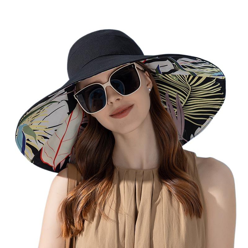 European and American New Double-sided Bucket Hat Women's Summer Widened Brim Sun Hat Fashion Sunscreen Sun Hat