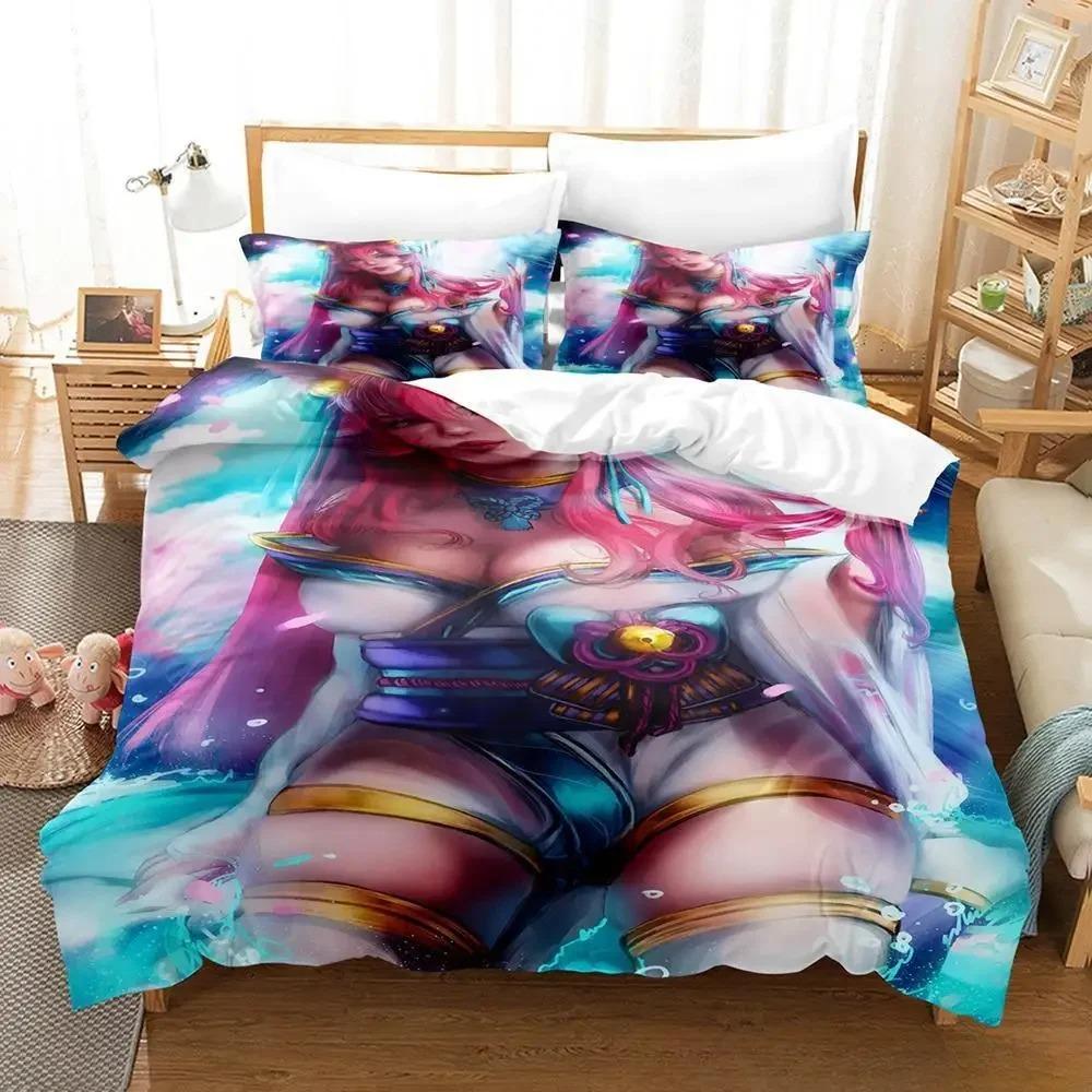 

Warm Durable New Game Spirit Blossom Ahri Size Bed Adult Kid Bedroom Sets Anime Single Twin Full Queen King Quilt Comforter (quilt)-EU Single(135*200cm)3pcs