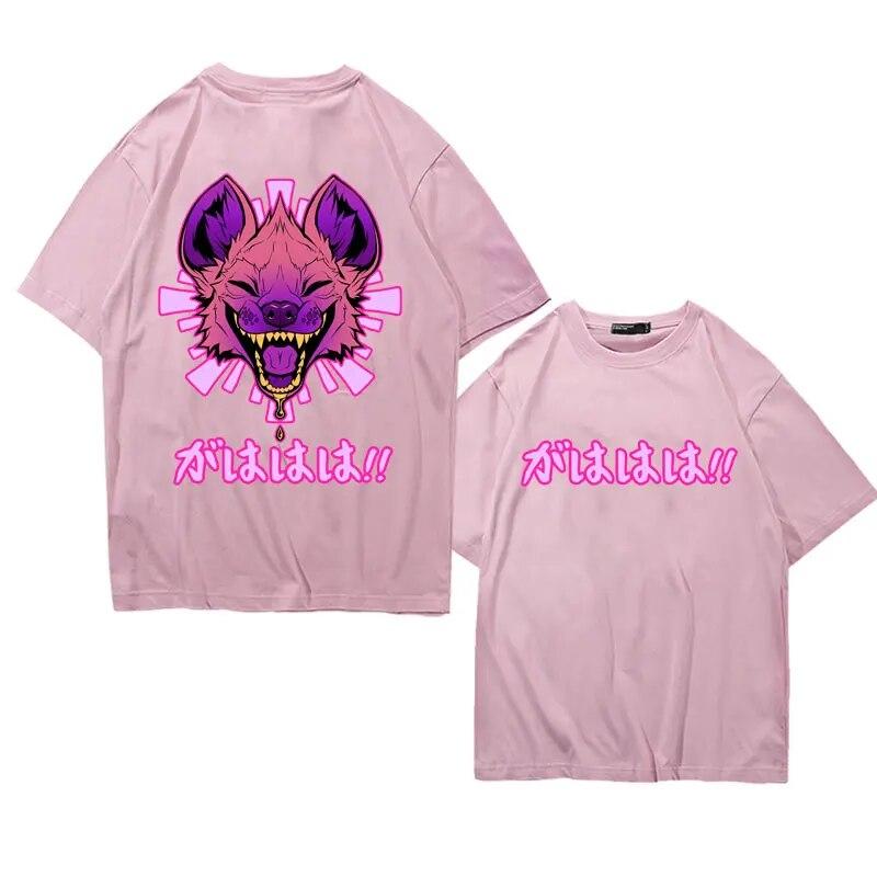 Anime Vaporwave Hyena Print T-shirt GAHAHA Furry Wildlife Safari T Shirt Unisex Women Harajuku Gothic Oversized T-shirts Streetwear