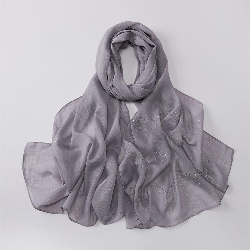 Shiny Plain Wrinkle Rhinestone Shimmer Shawls Scarf for Women Muslim Hijab Spring Ramadan Long Soft Wrap Headband Abaya Bufandas