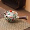 Rotating Ceramic Kung Fu Tea Set with Side Handle Filter Pot