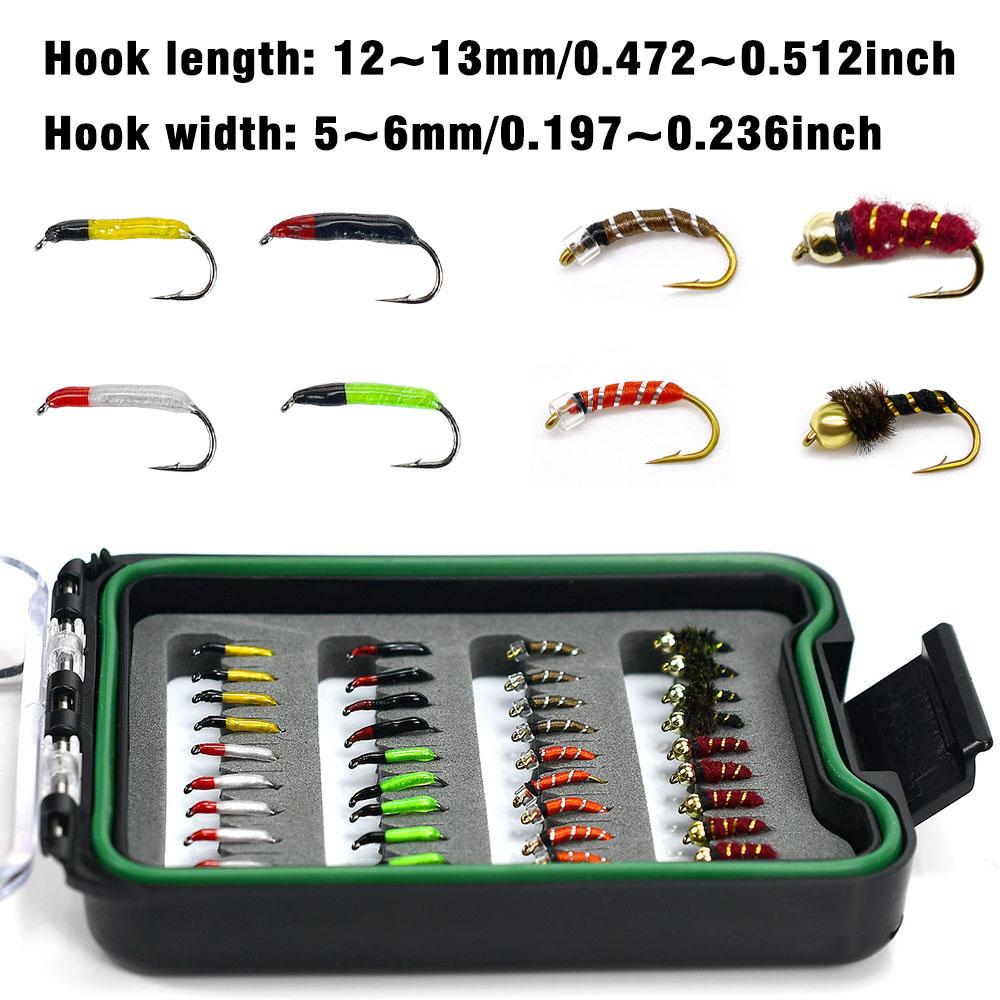 MNFT 36Pcs/Box Trout Fishing Flies Collection Dry Wet Nymph Streamers Perdigon Euro Fly Assortment with Box Flyfishing Fly Lures