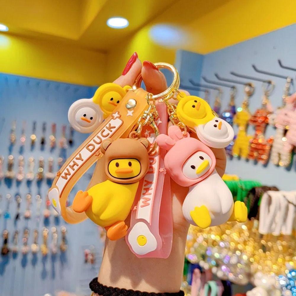 

Jewelry Crooked Neck Duck Keychain Silicone Duck Doll Car Keyring Birthday Kids Gift