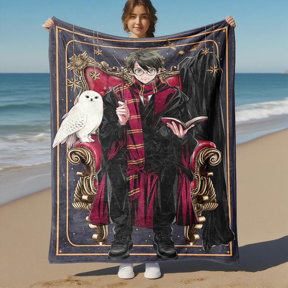1 Stück Hogwarts Harry Potter Eule Outdoor Flanell Überwurfdecke Ganzjahres Weiche Wärme, Heimdekoration 1031224