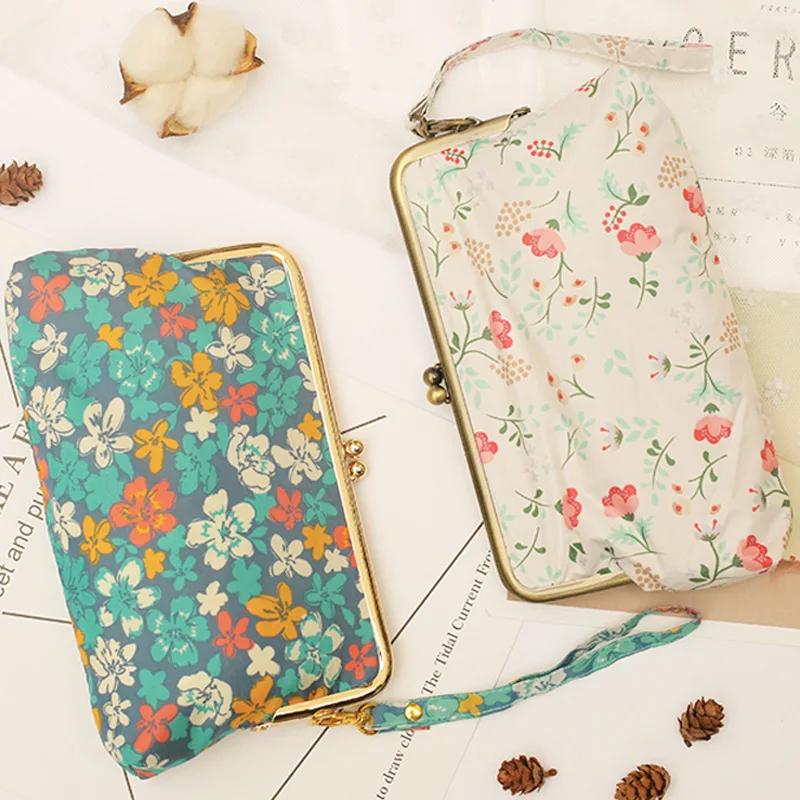 Ultralight Mini Flat Handle  Umbrella Floral Sunny and Rainy Umbrella Rain & Storage Handbag UV Protection Parasol