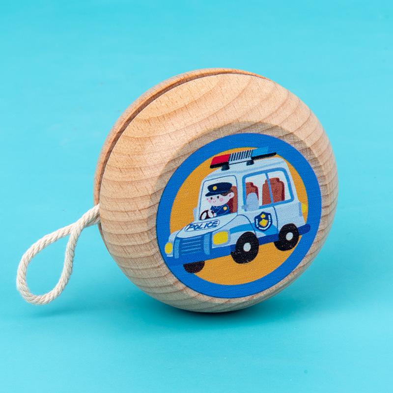 Wooden Yo-yo Cartoon Animal Puzzle Yo-yo Boy Girl Pull Rope Classic Nostalgic Toy