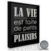 [Q5879] - Cadru paiete 'Mesaje' (Viața este făcută din mici plăceri) negru argintiu - 26x21 cm…
