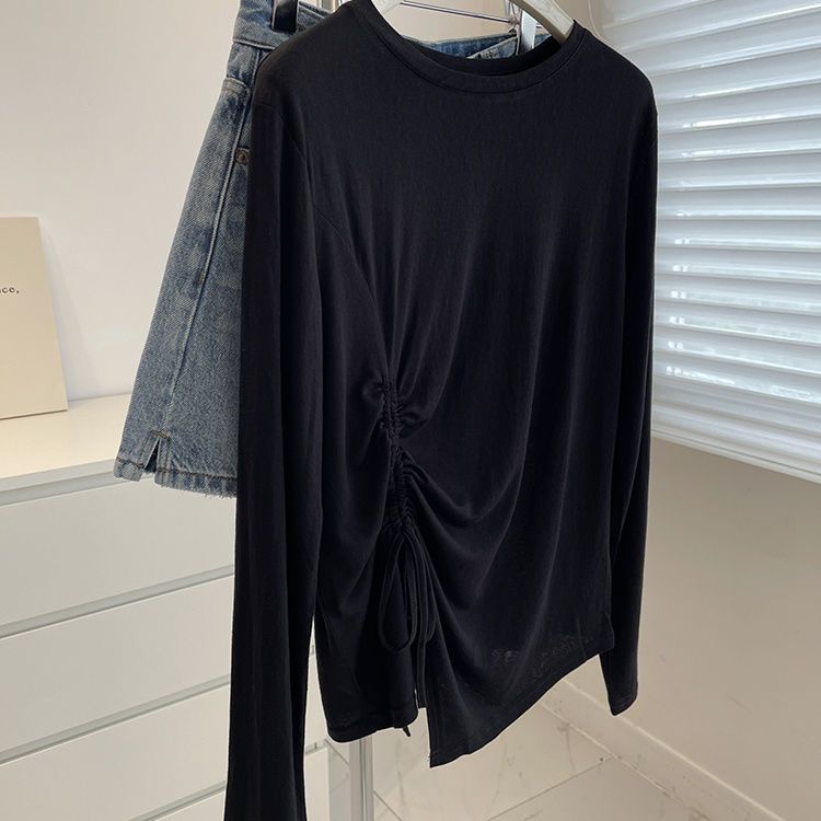 Irregular Long Sleeved Women's T-shirt Summer Comfortable Sunscreen Clothing Solid Color Slightly Transparent Ladies Top Clothing