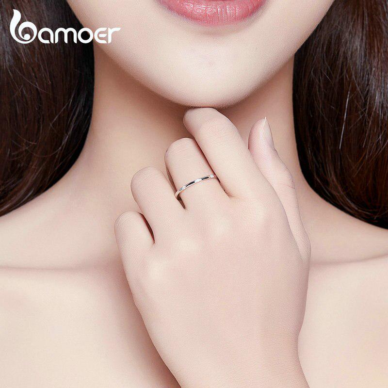 BAMOER Simple Minimalist Finger Rings for Women 925 Sterling Silver Stackable Band Fashion Jewelry