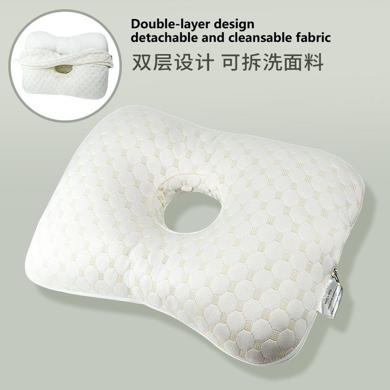 Soft Bamboo Fiber Single Hole Ear Pillow Elderly Patients Orthopedic Design Beauty Salon Adult Side Sleeping Pillow for Pressure