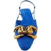 2025 Spring Newest Brand Women Sandal Fashion Buckle Shallow Ladies Elegant Blue Mules Flat Heel Female Dress Slides Shoe