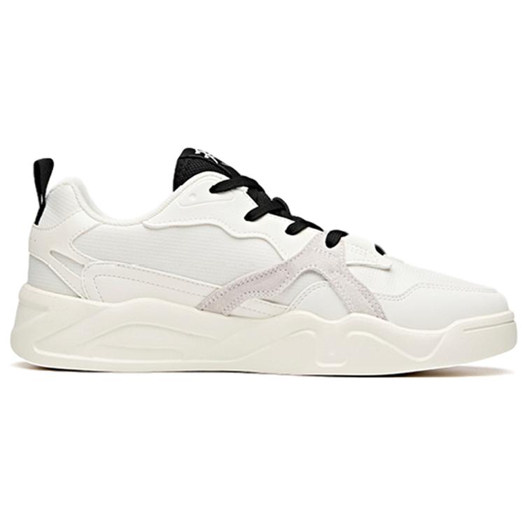 New Anta Slip Resistant Cushioning Wear Resistant Low Top Skateboard Shoes Men's Black White 112038046-1