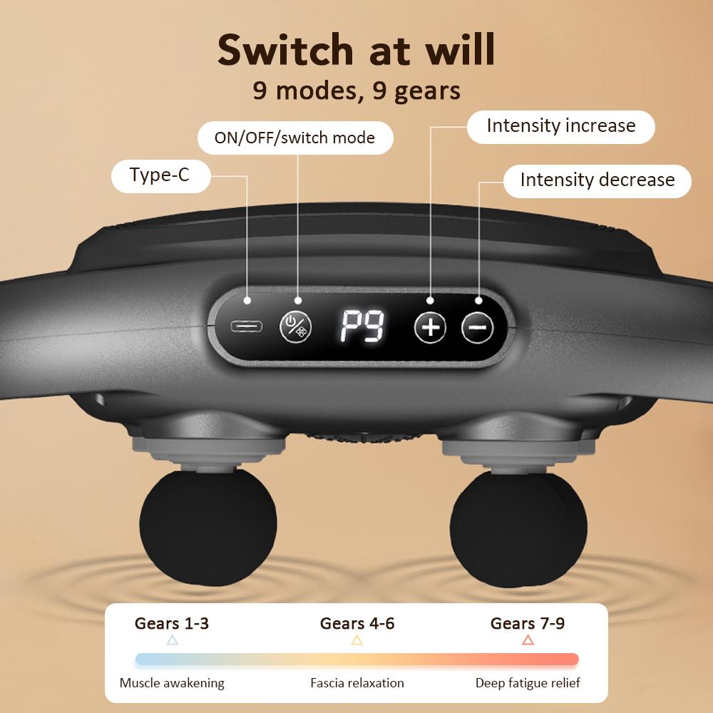Six-Head Fascia Gun Wireless Waist Back Massager High-Frequency Vibration Red Light Body Shoulder Muscle Relaxation Massage Gun