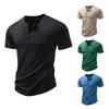 Men's Slim Fit Henley T-Shirt - Curved Hem Button Placket Breathable Slub Cotton Casual Muscle Fit Daily Tops In Multiple Solid Colors