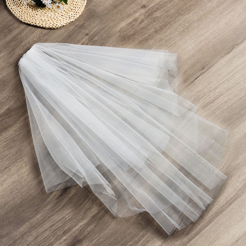 Elegant Photo Veil Two Layer White Ivory Bridal Veil Women's Tulle With Comb Wedding Veil