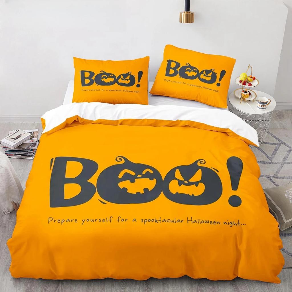 New 3D Print Halloween Boo Cartoon Bedding Set,Duvet Cover Bed Set Quilt Cover Pillowcase,King Queen Twin Size Boys Girls Adults