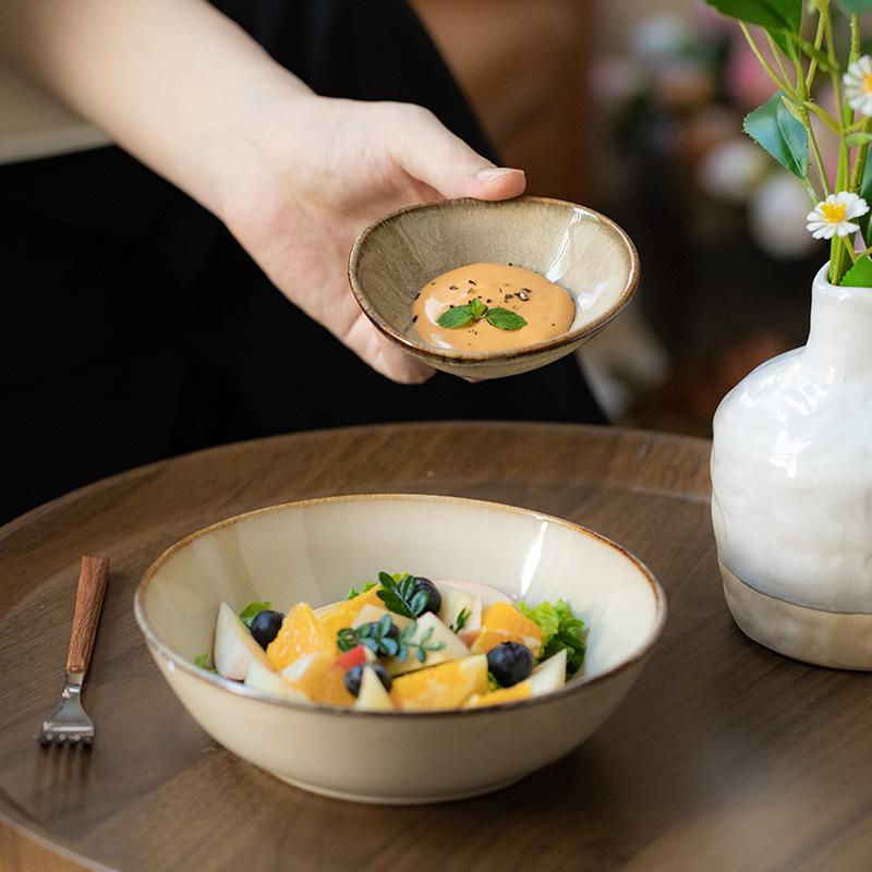 Yunhuang Retro Small Plate Ceramic Taste Plate Barbecue Seasoning Hot Pot Dipping Plate Household Plate Export