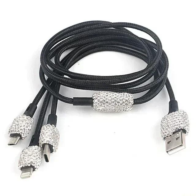 Dual USB Car Charger Bling Bling Handmade Rhinestones Crystal Decorations for Fast Charging Car Decors for IPhoneSamsung Amagi