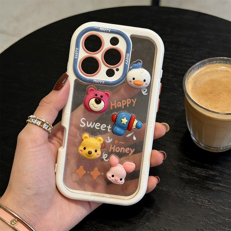 

Strawberry Winnie 3D Figure iPhone 17 Pro Max Case, Full Coverage Drop Protection for iPhone 16 Pro. iPhone 15 Pro Max