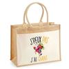 Beach Bag - PLANETEE - Jute with Pocket Chant J'peux Pas - Cotton - 43x33 Cm - Shoulder Straps