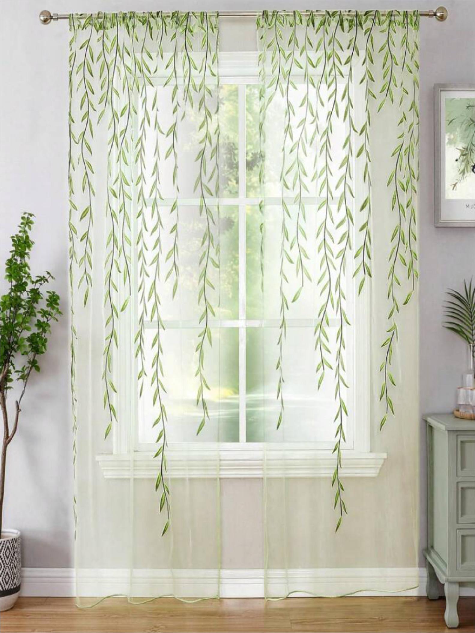 

1 шт. Прозрачная тюль в деревенском стиле для гостиной, занавеска для спальни 100x130cm 1Pcs&Grommet Top зелёный