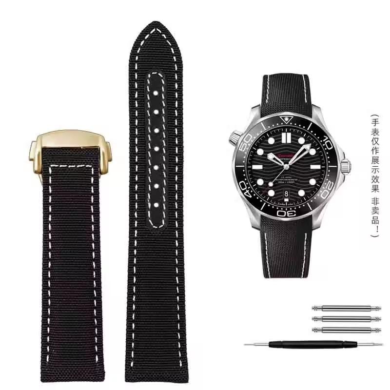 19mm 20mm Watch Band For Omega Speedmaster Snoopy 310 Canvas Cowhide Bottom Watch Strap New Seahorse AT150 Nylon Watch Straps