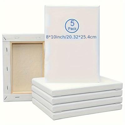Ensemble de 5 panneaux de toile en coton de haute qualité, 8X10 pouces - surface de peinture multifonctionnelle - choix idéal pour les artistes et les amateurs