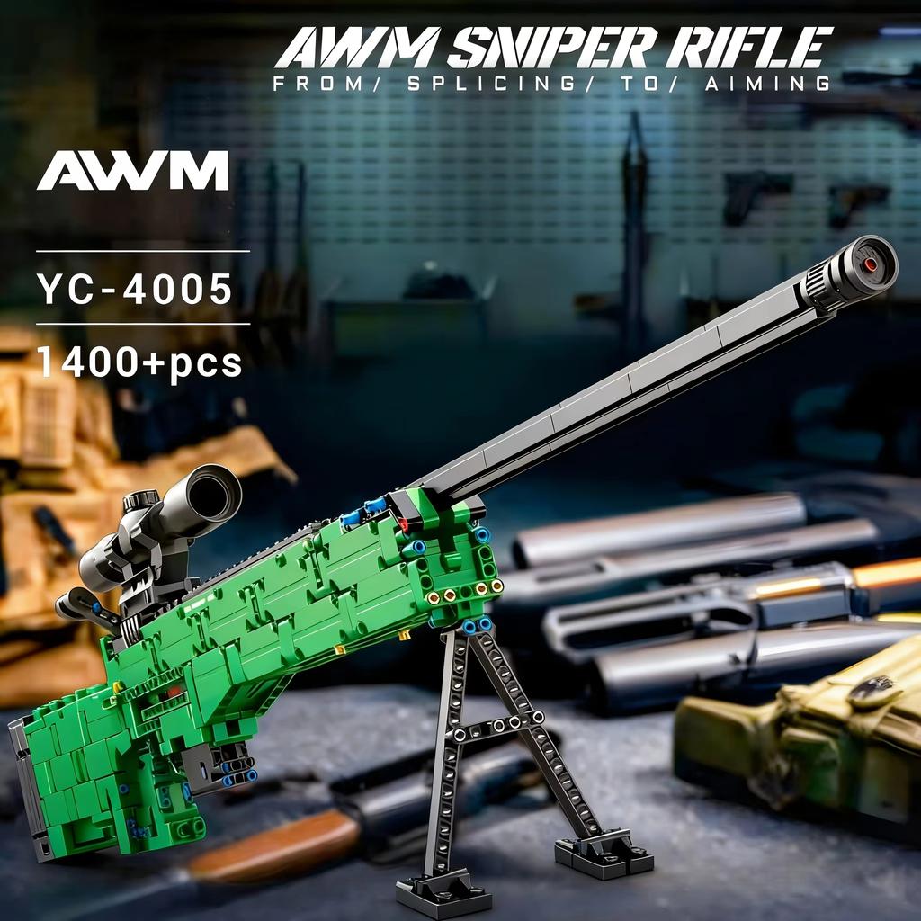 AWM & AK47 Scharfschützengewehr Bausteine Set - Detailliertes Replika Modellbausatz mit Ständer für Erwachsene Sammler DIY Projekt