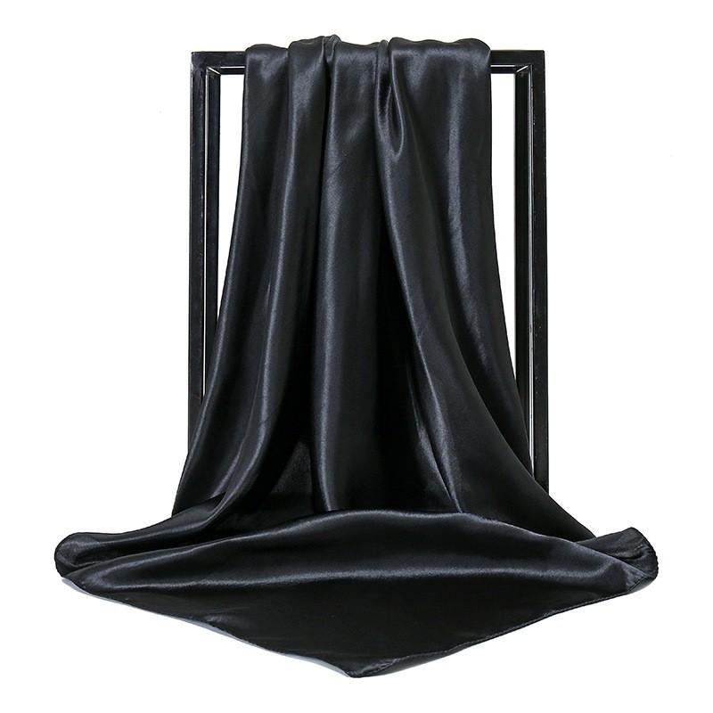 Spring/Summer Pure Colour Imitation Silk Hijab Outdoor Occupational Stewardess Neckerchief Women’s Strip Plain Print Scarf