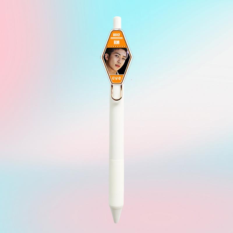 7pcs BTS Idol Portrait Gel Pen, Retractable Pen with Member Photo & Birthday Design, Kpop Fans Collectible Stationery