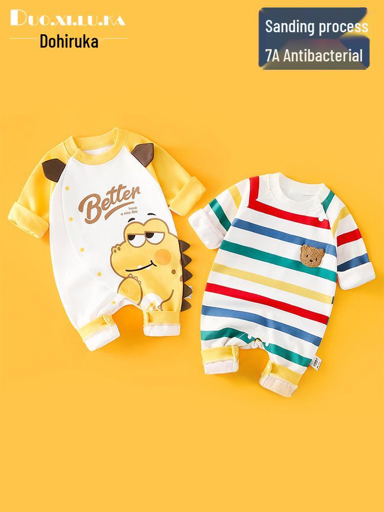 Unisex Cotton Baby Romper - Spring/Autumn Cartoon Onesie for Newborns