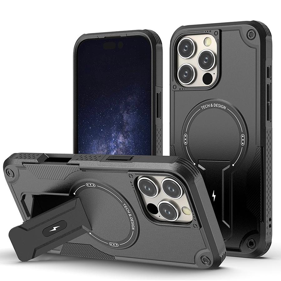 

Прочный защитный чехол-кронштейн для iPhone 16 Pro Max 15 14 13 12 11 для Magsafe Strong Magnetic Wireless Charger Phone Bumper Cover iPhone 14 Plus чёрный