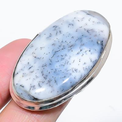 Doğal Dendrit Opal Taş 925 Ayar Gümüş Hediye Yüzük Boyut 7.5 r9U16
