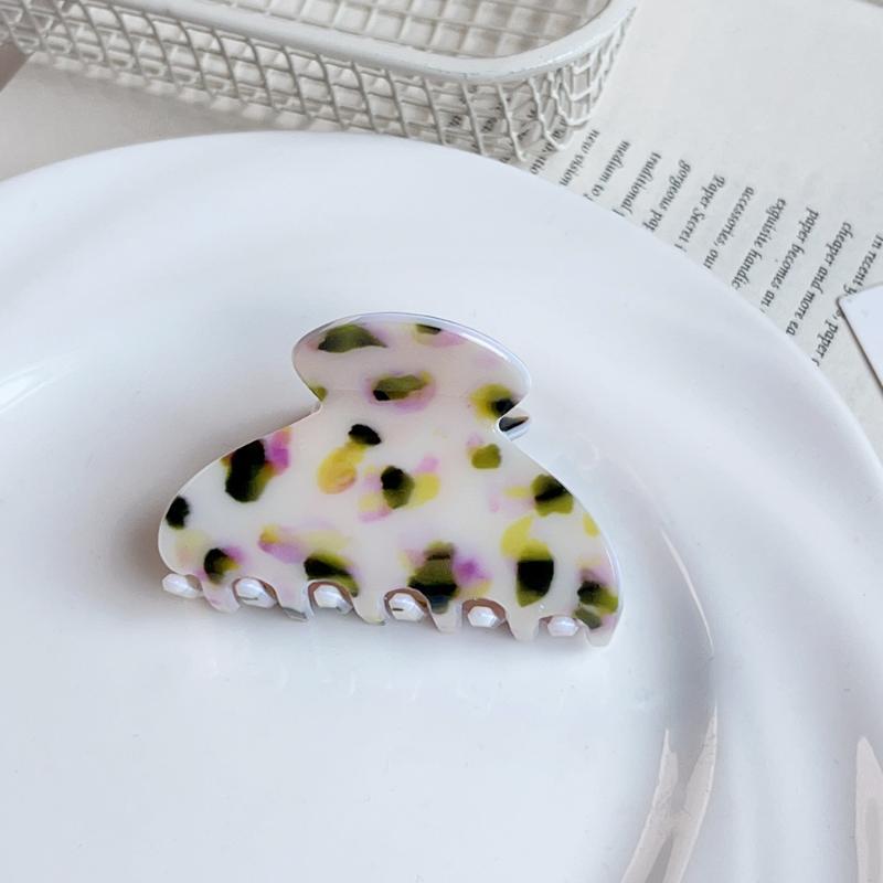 Matte Texture Leopard Print Hair Claw Korean Ombre Floral Hair Gripper Non Slip Strong Hold for Thick Curly Hair