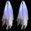 Yousheng Halloweenská závěsná dekorace duch Dynamický hororový efekt Snadná instalace Svítící závěsný duch Vnitřní venkovní ozdoba