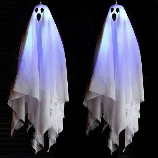 Yousheng Halloweenská závěsná dekorace duch Dynamický hororový efekt Snadná instalace Svítící závěsný duch Vnitřní venkovní ozdoba