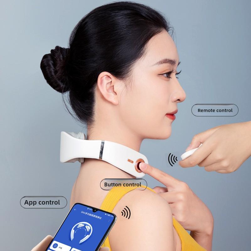 8D U-Shaped Home Use Electric Pulse Neck Protector Connect Mobile App Electric Cervical Spine Massager for Comfort & Relaxation