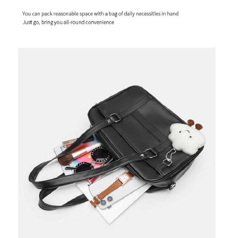 Fashi Japanese Style jk Uniform Bag girl shoulder Bag Women's Skew Straddle Commuter Bag Female PU Leather Minimalist handbag