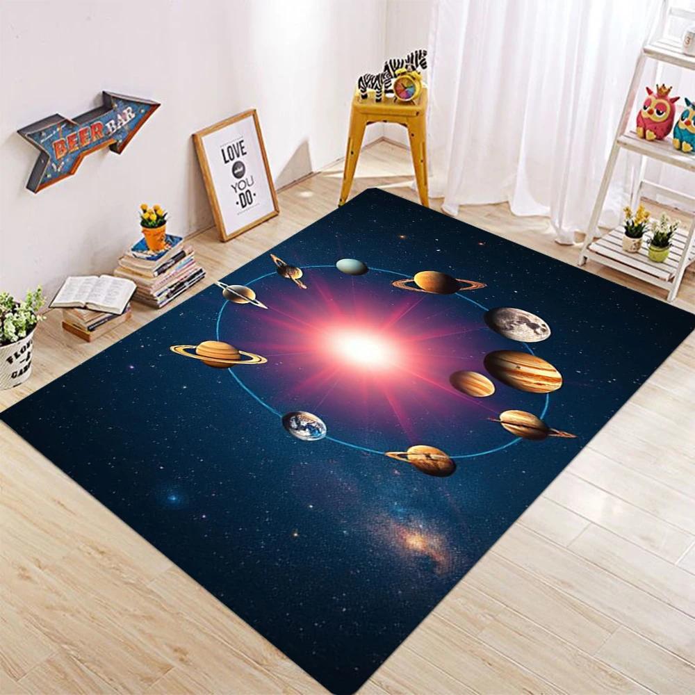 3D Universe Space Galaxy Planet Star Carpet Rug for Home Living Room Bedroom Sofa Doormat Decor,Kid Area Rug Non-slip Floor Mat